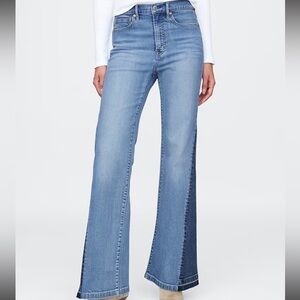 GAP 70’s High Rise Patched Flared Jeans Light Indigo Sz 31 NWOT